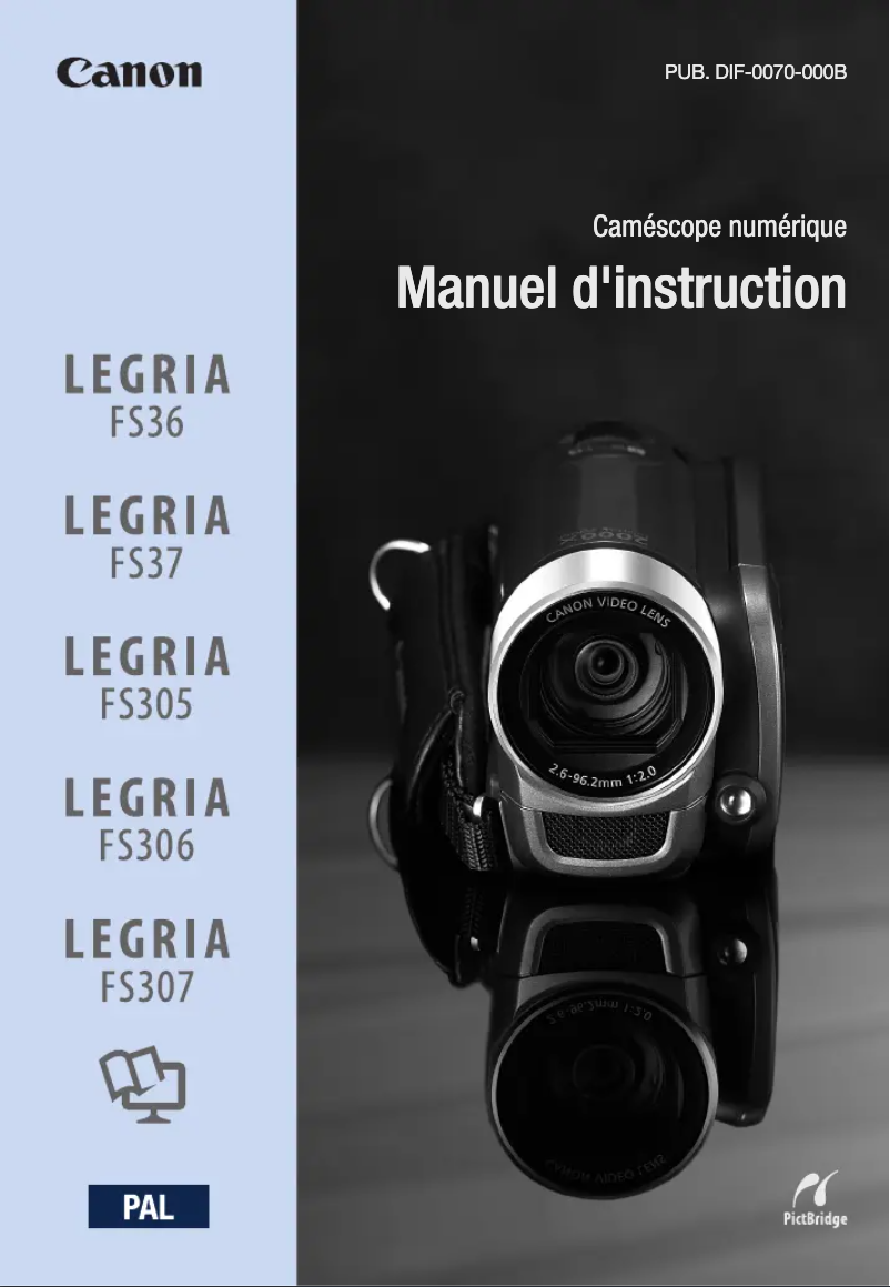 Page n°1 - Manuel utilisateur Canon Legria FS305