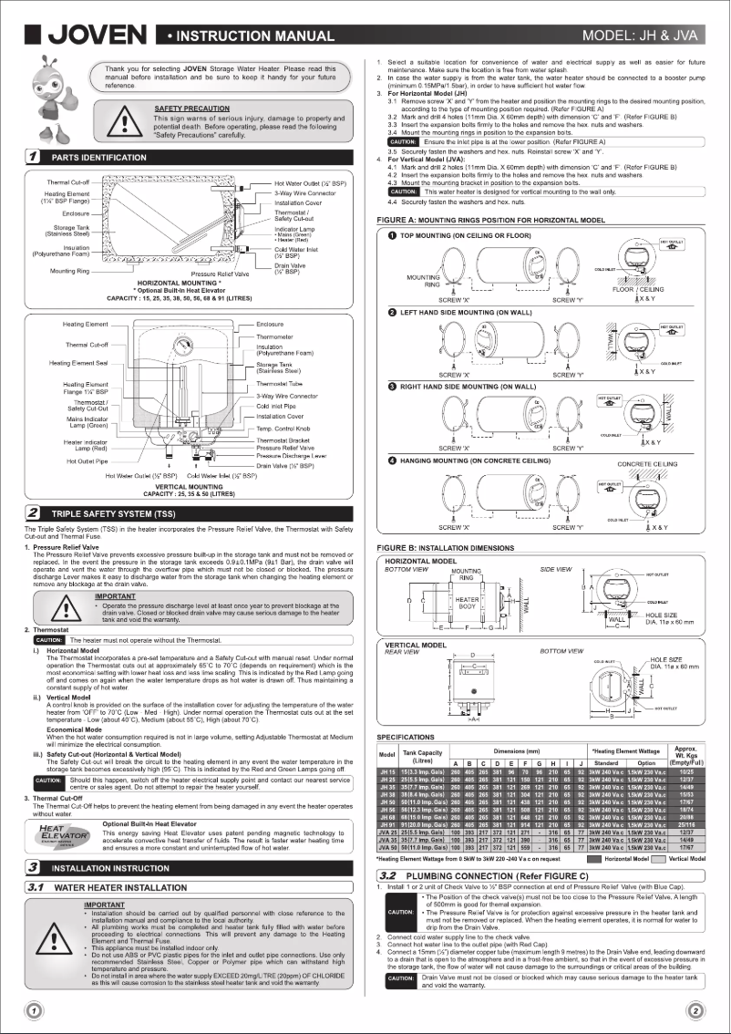 Page 1 de la notice Manuel utilisateur Joven JVA 25