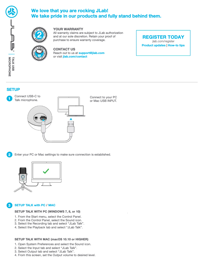 Page n°1 - Manuel utilisateur JLab Talk