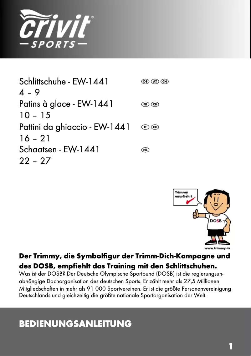 Page 1 de la notice Manuel utilisateur Crivit IAN 66528