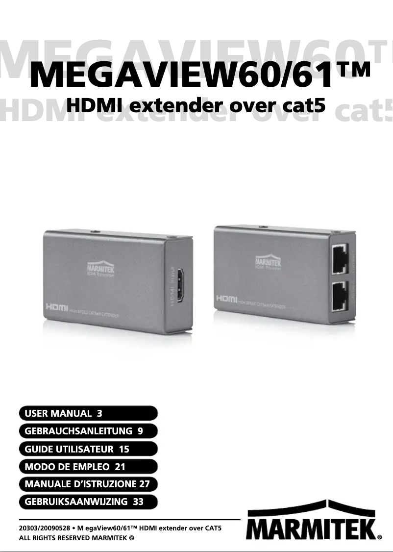 Page 1 de la notice Manuel utilisateur Marmitek MegaView 60