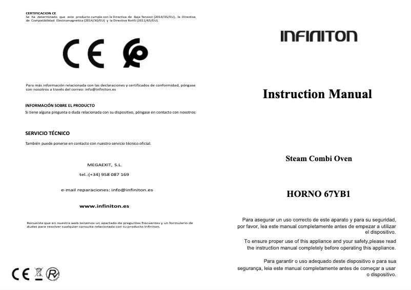 Page 1 de la notice Manuel utilisateur Infiniton 67YB1