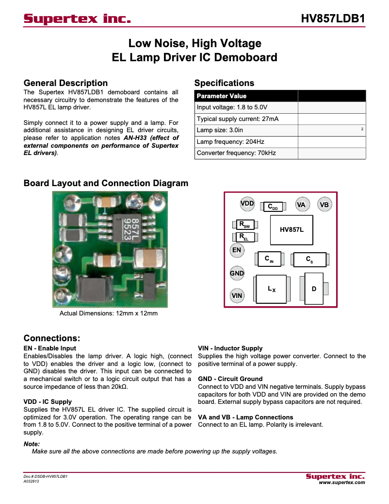 Page 1 de la notice Manuel utilisateur Microchip HV857LDB1