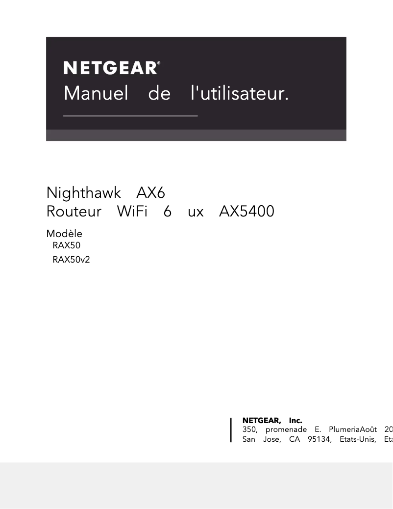 Image de la première page du manuel de l'appareil Nighthawk RAX50