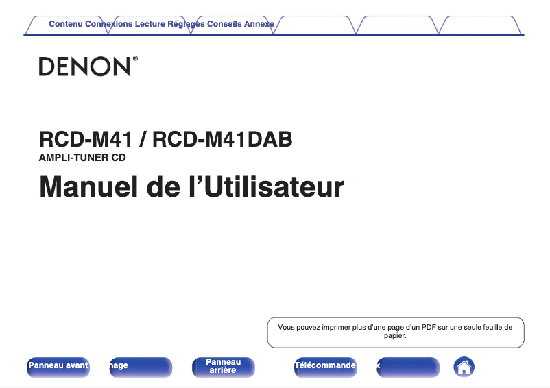 Page n°1 - Manuel utilisateur Denon RCD-M41DAB