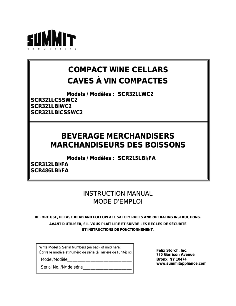 Page n°1 - Mode d'emploi Summit SCR312LBICSSWC2