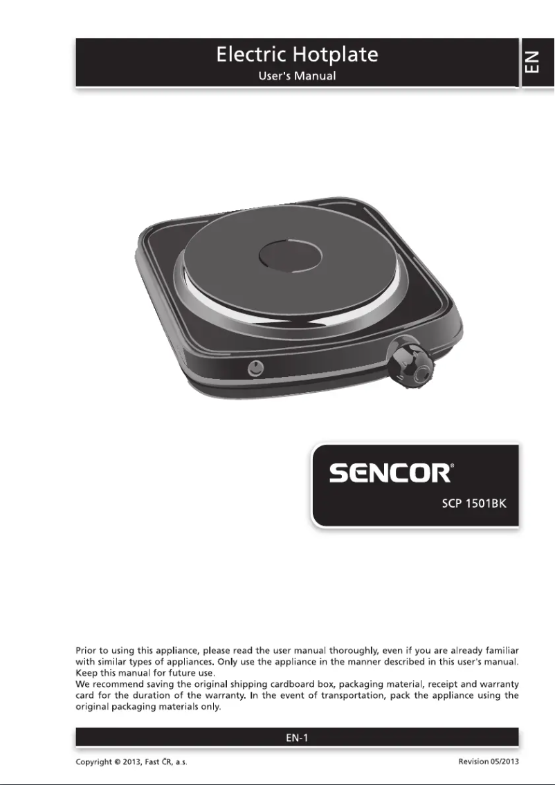 Image de la première page du manuel de l'appareil SCP 1501BK