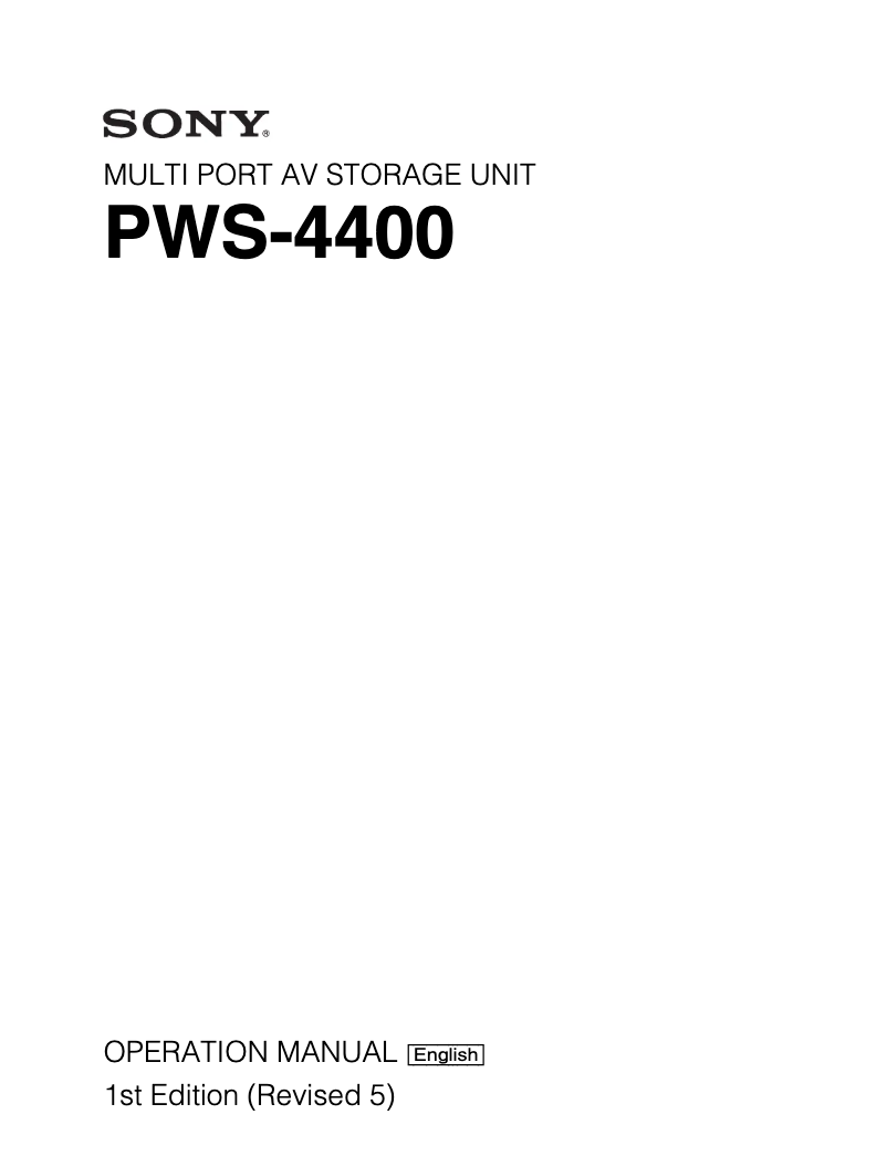 Page 1 de la notice Manuel utilisateur Sony PWS-4400