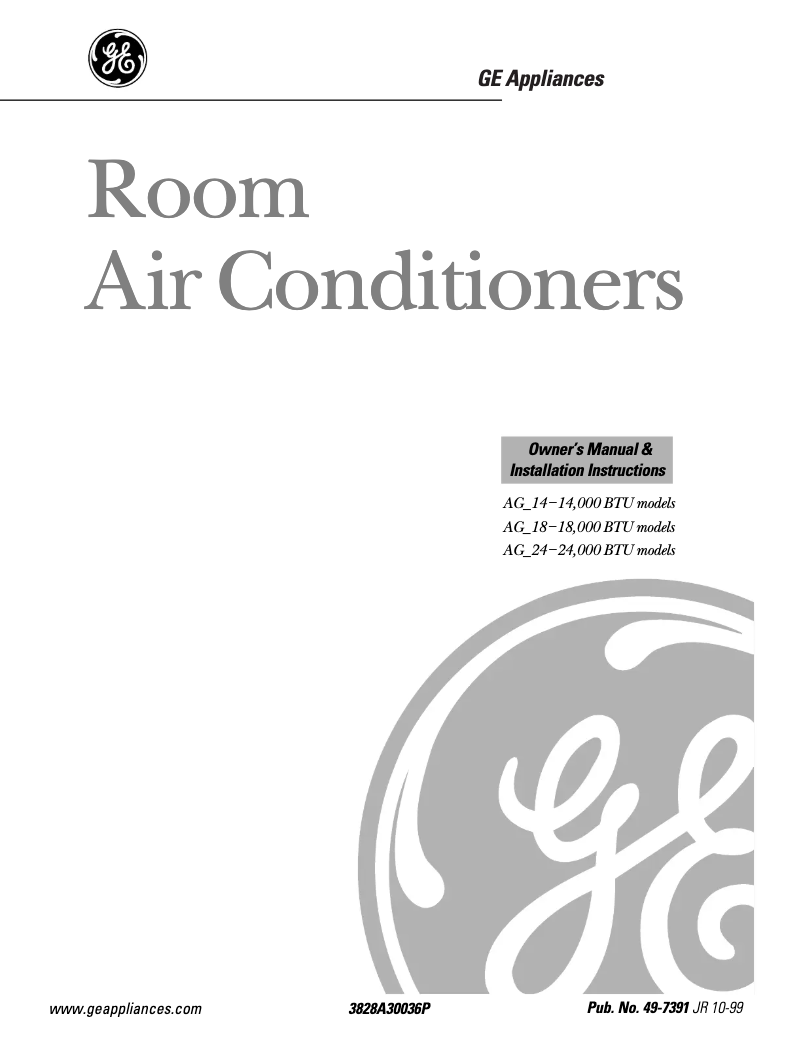 Page 1 de la notice Manuel d'utilisation et d'entretien GE AGP24DA