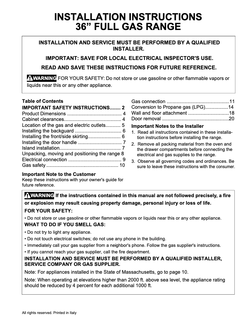 Image de la première page du manuel de l'appareil PCFG3670AF