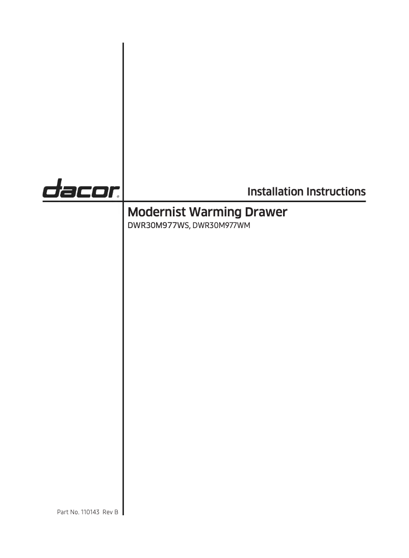 Image de la première page du manuel de l'appareil Modernist DWR30M977WM