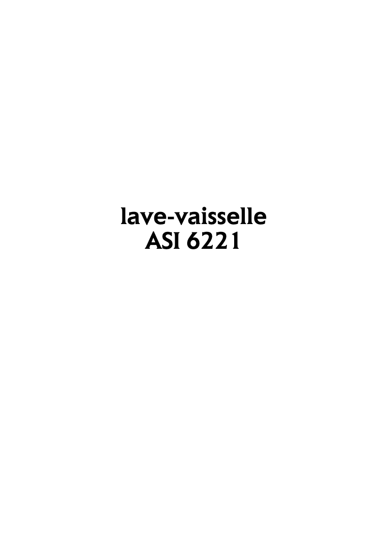 Page n°1 - Manuel utilisateur Arthur Martin-Electrolux ASI 6221 N