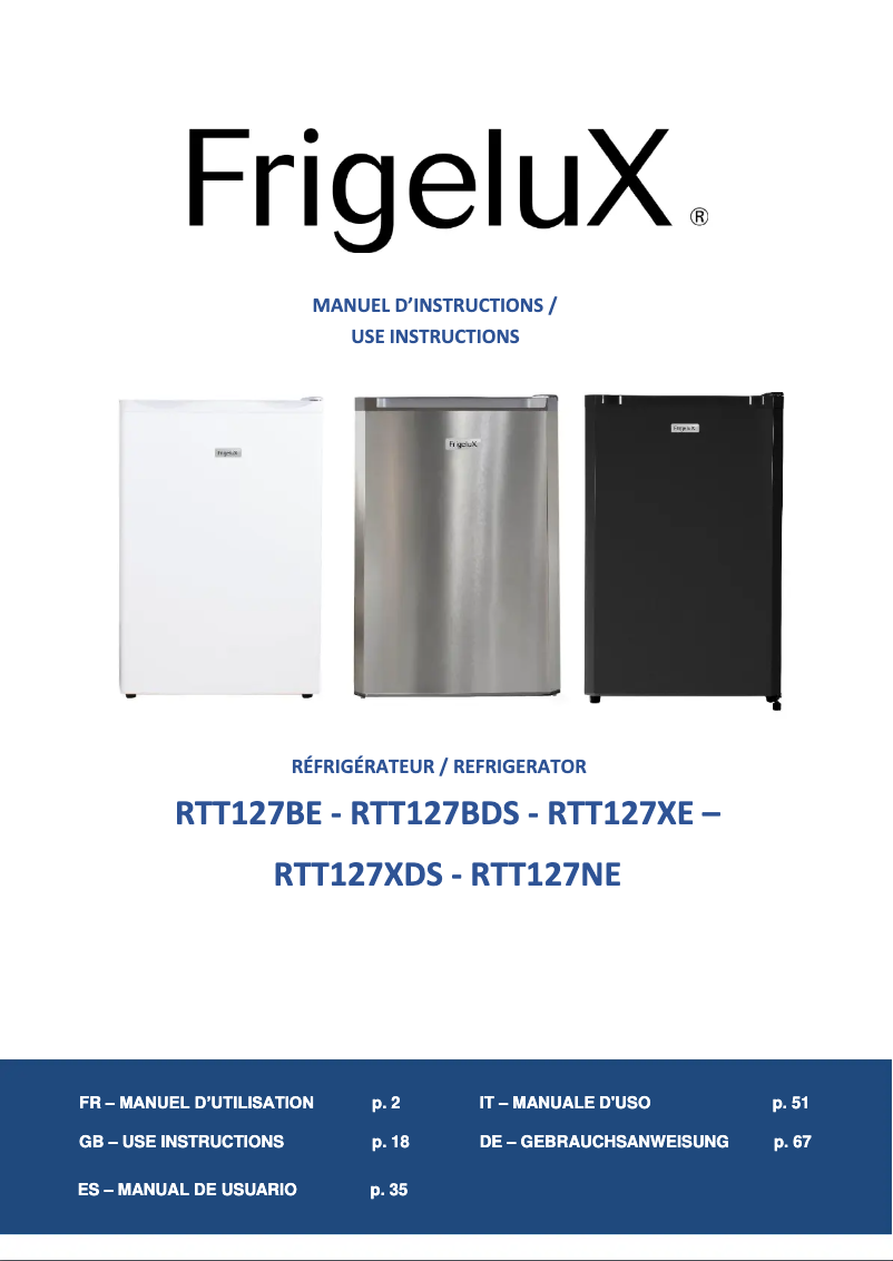 Página 1 del manual Manual de usuario FrigeluX RTT127BE