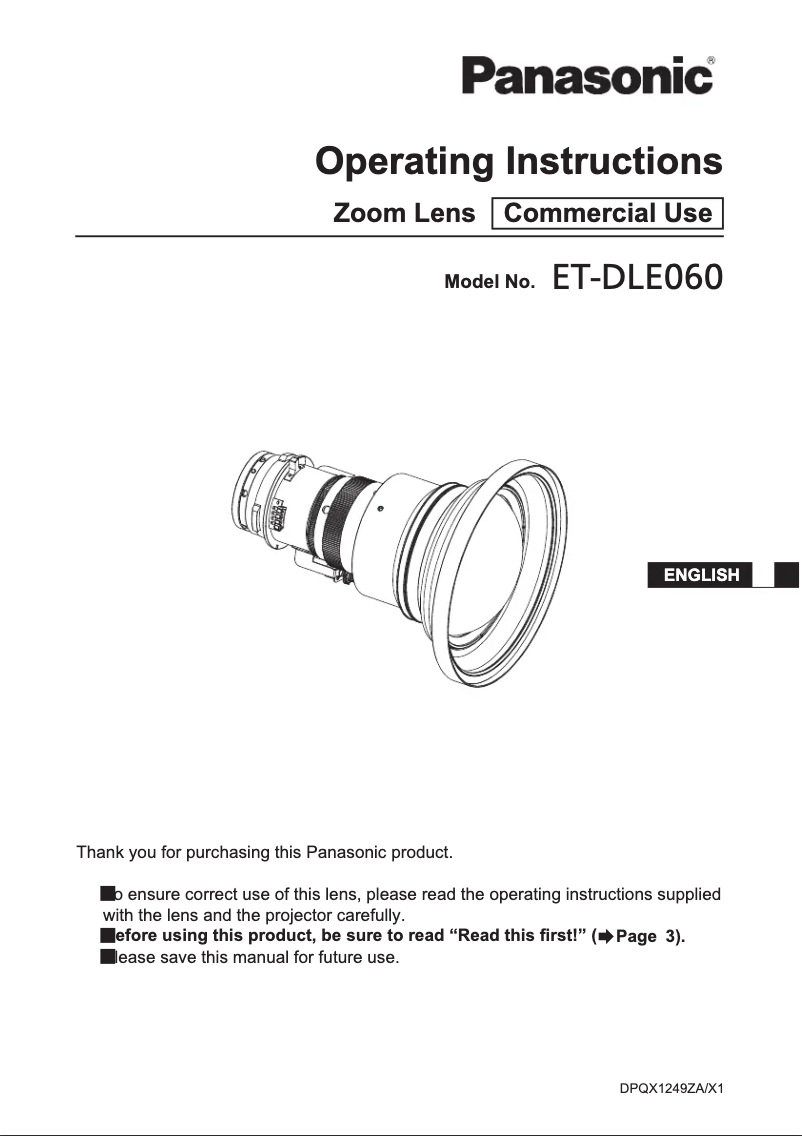Image de la première page du manuel de l'appareil ET-DLE060
