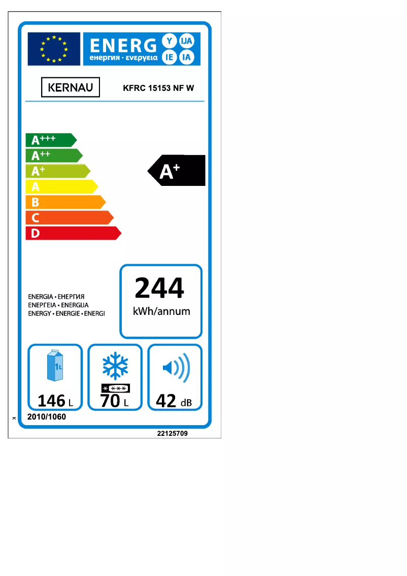 Page 1 de la notice Label énergétique Kernau KFRC 15153 NF W