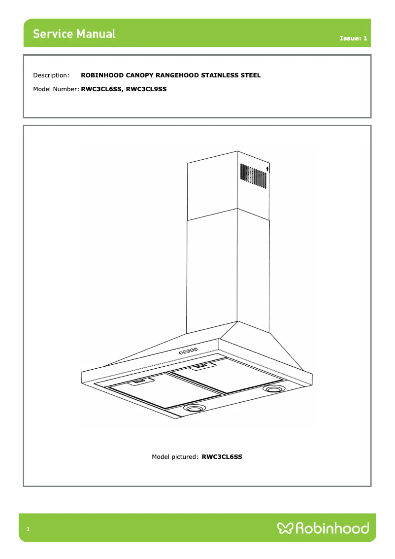 Page 1 de la notice Manuel utilisateur Robinhood RWC3CL9SS