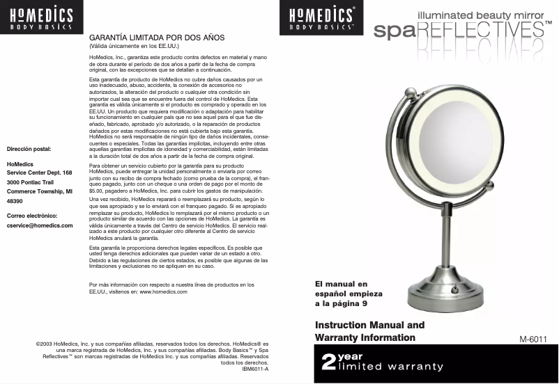Page n°1 - Manuel utilisateur Homedics M-6011