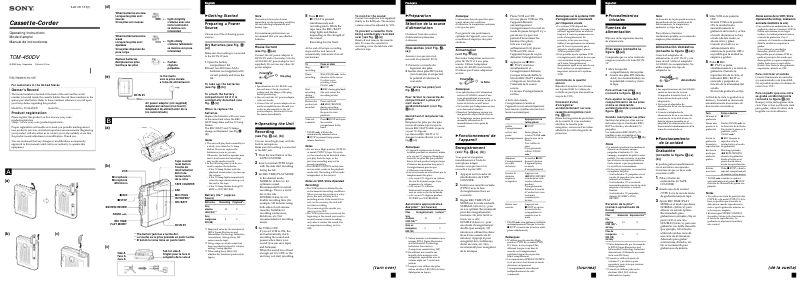 Page 1 de la notice Manuel utilisateur Sony TCM-450DV