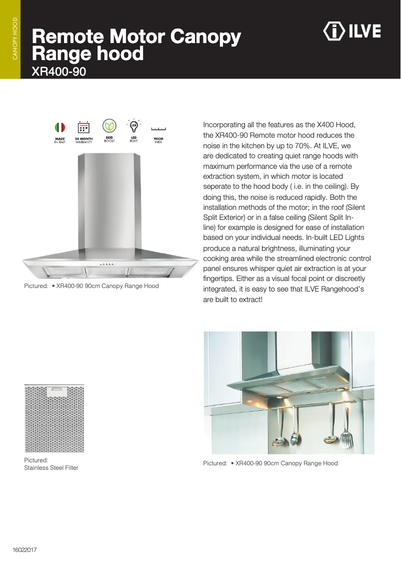 Page n°1 - Fiche technique Ilve XR400/90