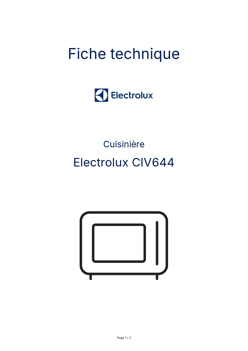 Page n°1 - Fiche technique Electrolux CIV644