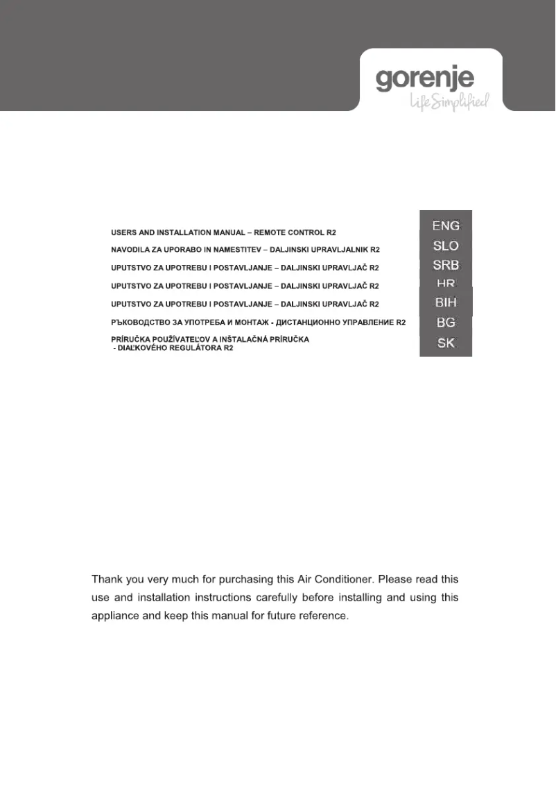 Page 1 de la notice Manuel utilisateur Gorenje REA26IN KC