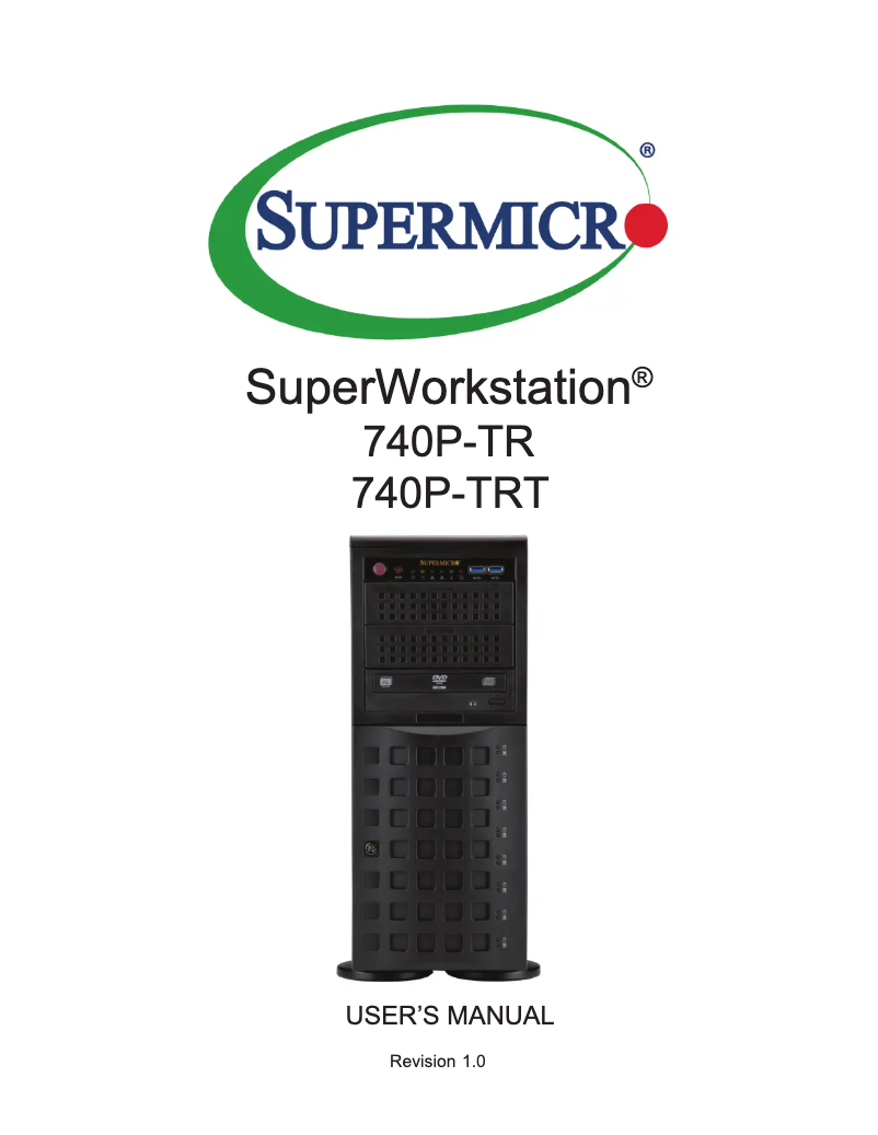 Page 1 de la notice Manuel utilisateur Supermicro SuperServer SYS-740P-TR