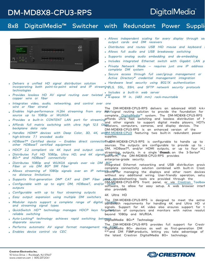 Image de la première page du manuel de l'appareil DM-MD8X8-CPU3-RPS