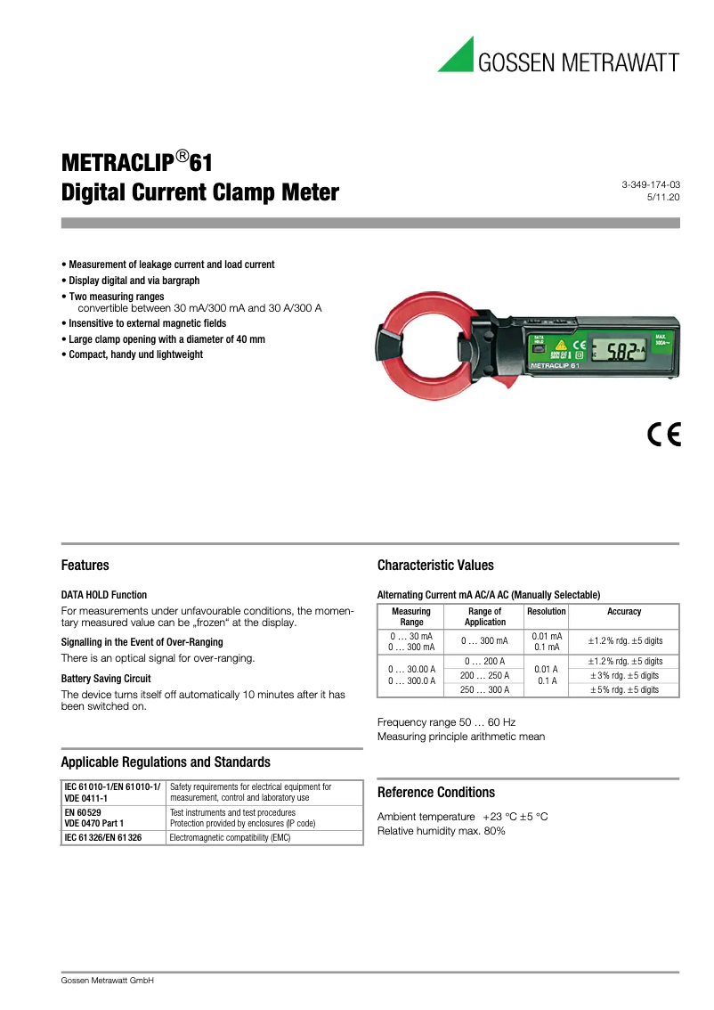 Image de la première page du manuel de l'appareil METRACLIP 61
