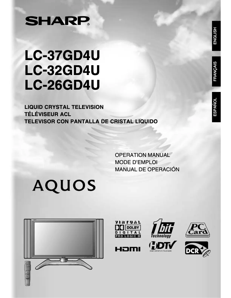 Page n°1 - Manuel utilisateur Sharp Aquos LC-26GD4U