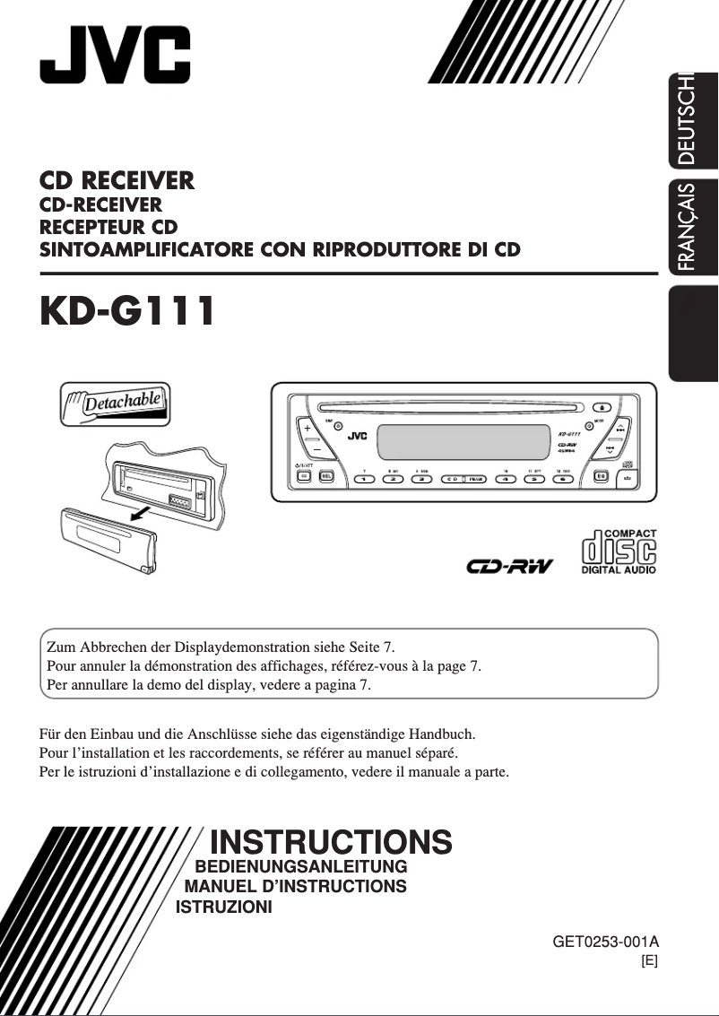 Page 1 of the manual User Manual JVC KD-G111