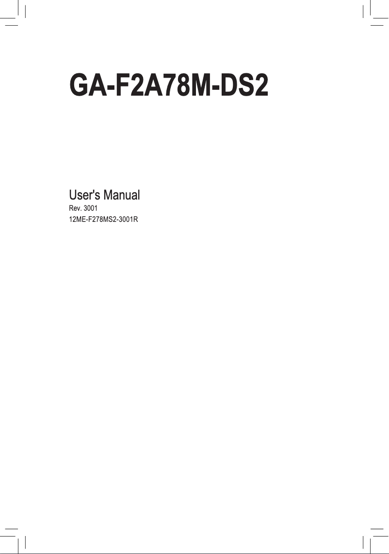 Page 1 de la notice Manuel utilisateur Gigabyte GA-F2A78M-DS2