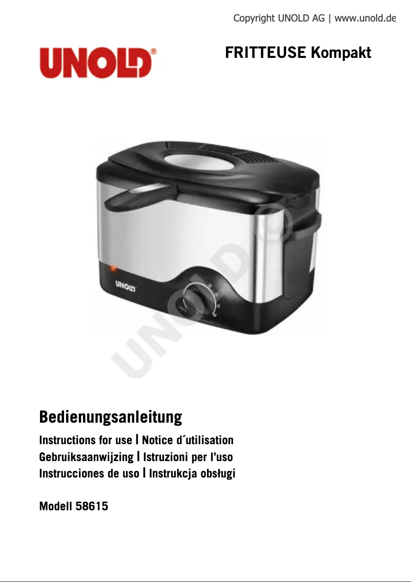 Page 1 de la notice Manuel utilisateur Unold Kompakt 58615