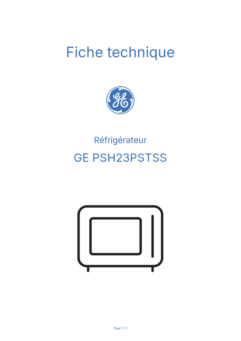 Image de la première page du manuel de l'appareil PSH23PSTSS