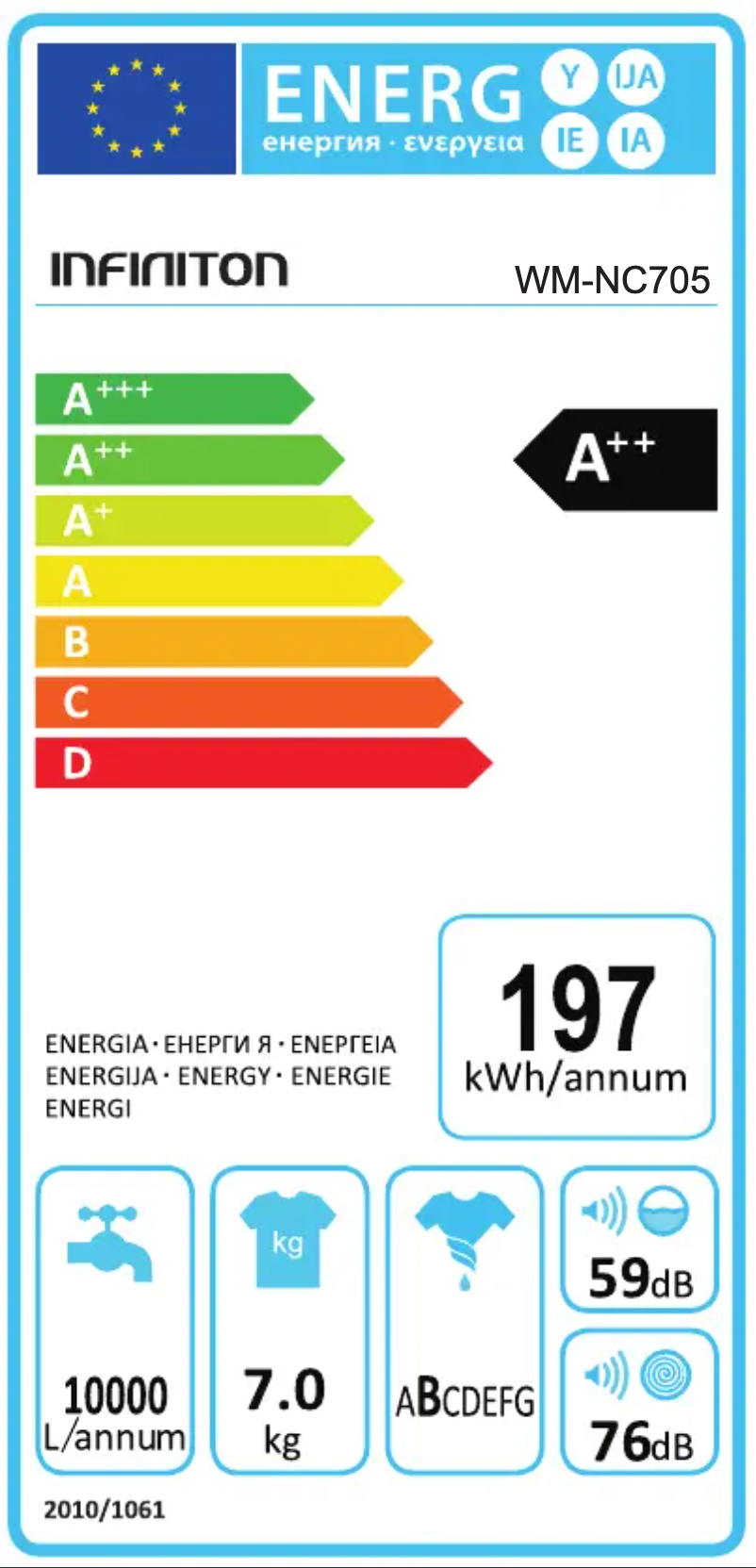 Page n°1 - Label énergétique Infiniton WM-NC705