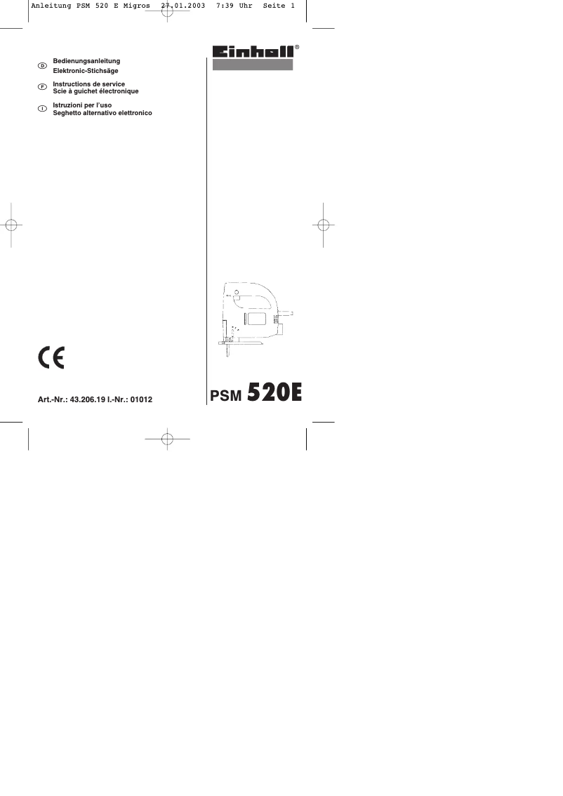 Image de la première page du manuel de l'appareil PSM 520 E