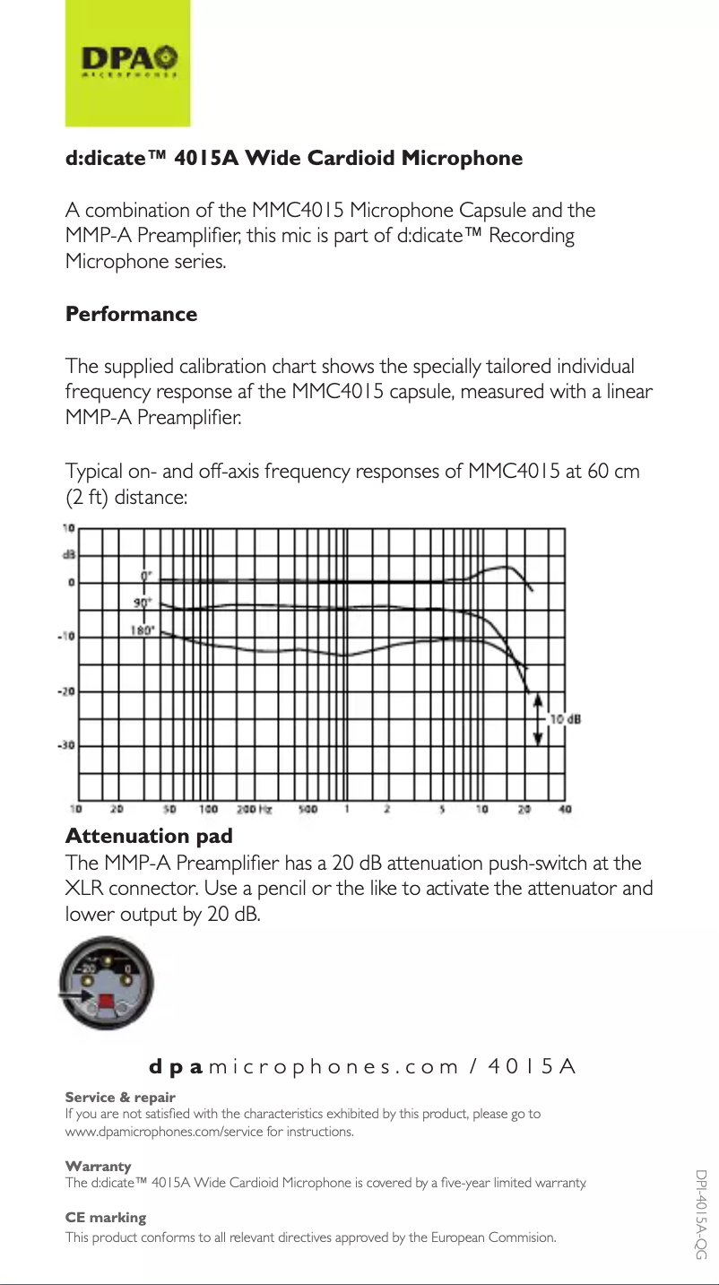 Page n°1 - Manuel utilisateur DPA d:dicate 4015A