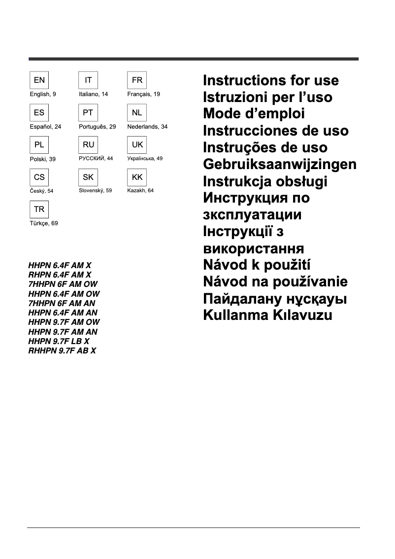 Page n°1 - Manuel utilisateur Hotpoint HHPN 6.4F AM OW