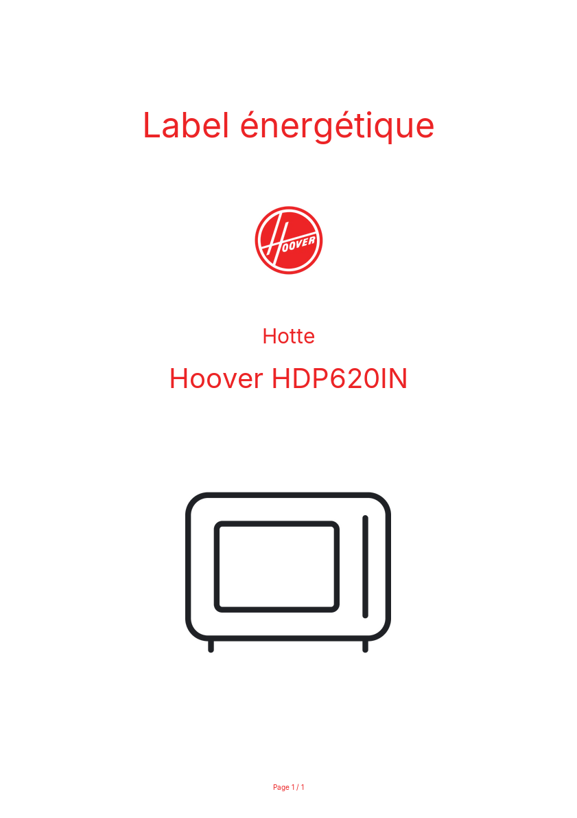 Page n°1 - Label énergétique Hoover HDP620IN