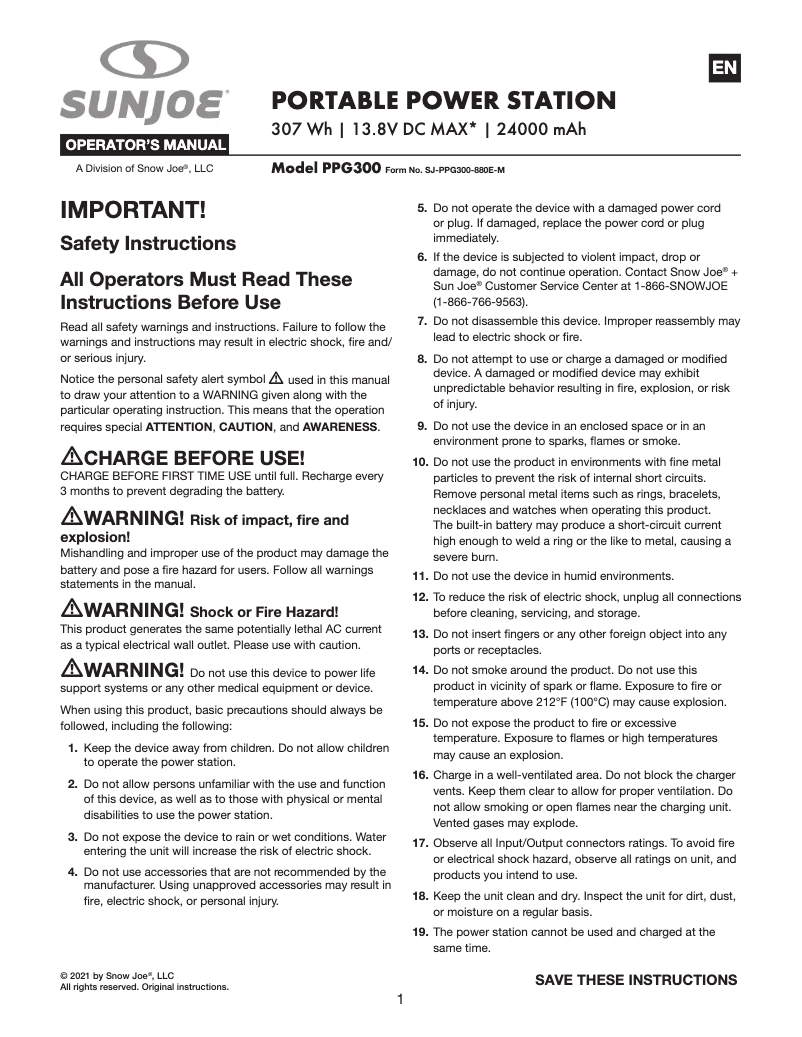 Image de la première page du manuel de l'appareil PPG300