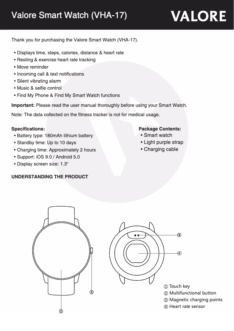 Page 1 de la notice Manuel utilisateur Valore VHA-17