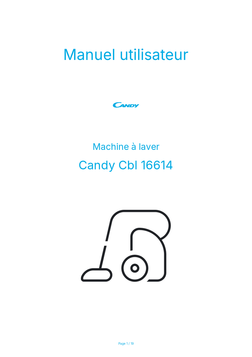 Page n°1 - Manuel utilisateur Candy Cbl 16614