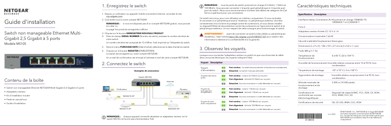 Page n°1 - Guide d'installation Netgear ProSafe WMS105