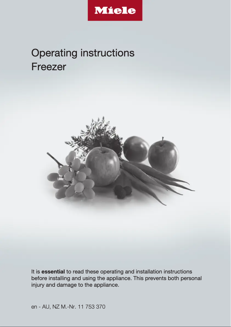 Page 1 de la notice Manuel utilisateur Miele FNS 7740 F