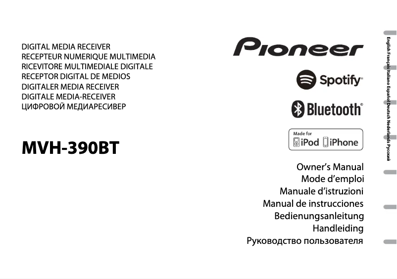 Page 1 de la notice Manuel utilisateur Pioneer MVH-390BT