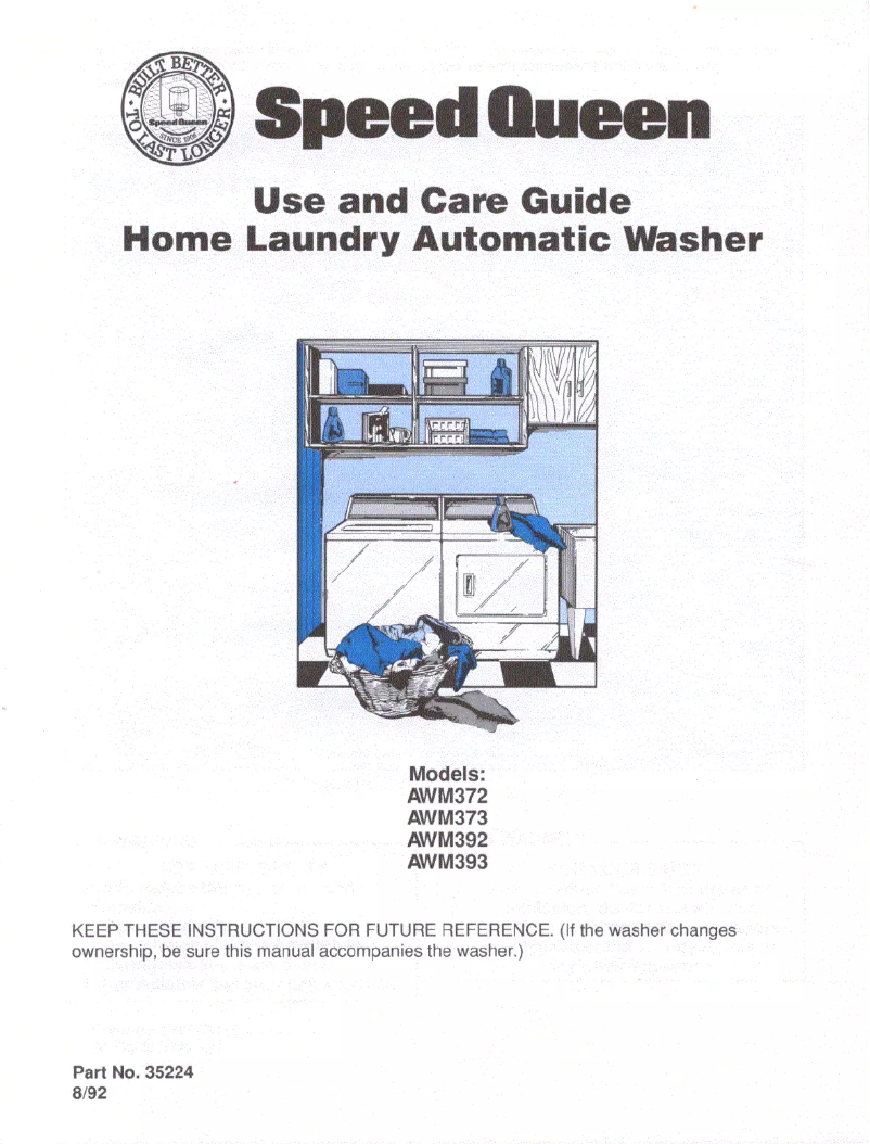 Page n°1 - Manuel utilisateur Speed Queen AWM393W