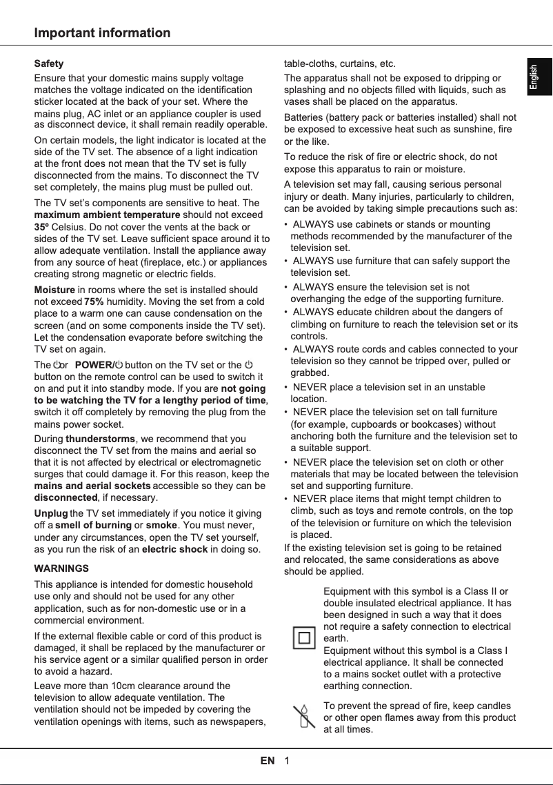 Page 1 de la notice Manuel utilisateur TCL 32S5400AFK