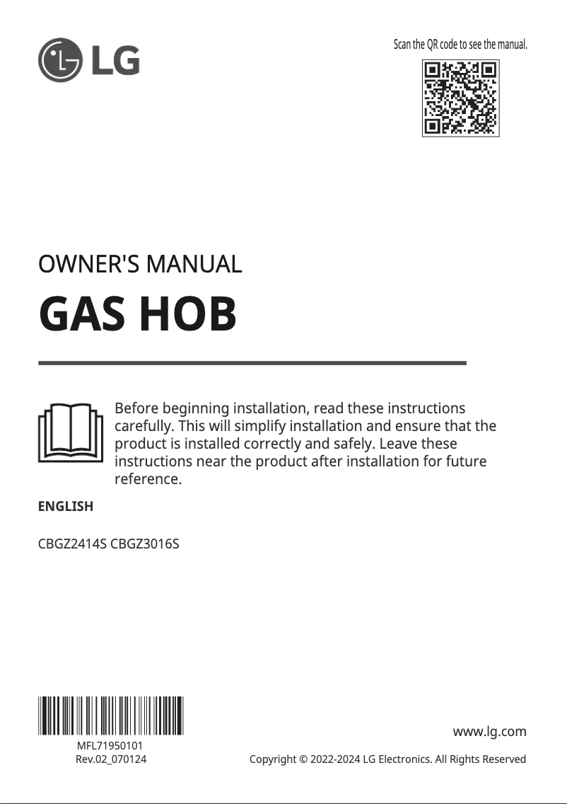 Image de la première page du manuel de l'appareil CBGZ3016S