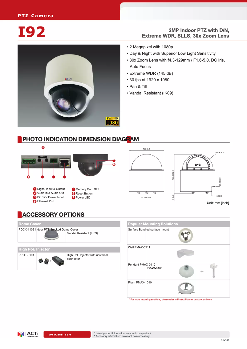 Page 1 de la notice Brochure ACTi I92