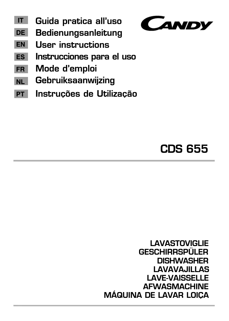 Page n°1 - Manuel utilisateur Candy CDS 655X/RC