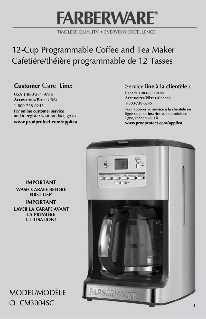 Page n°1 - Manuel utilisateur Farberware CM3004SC
